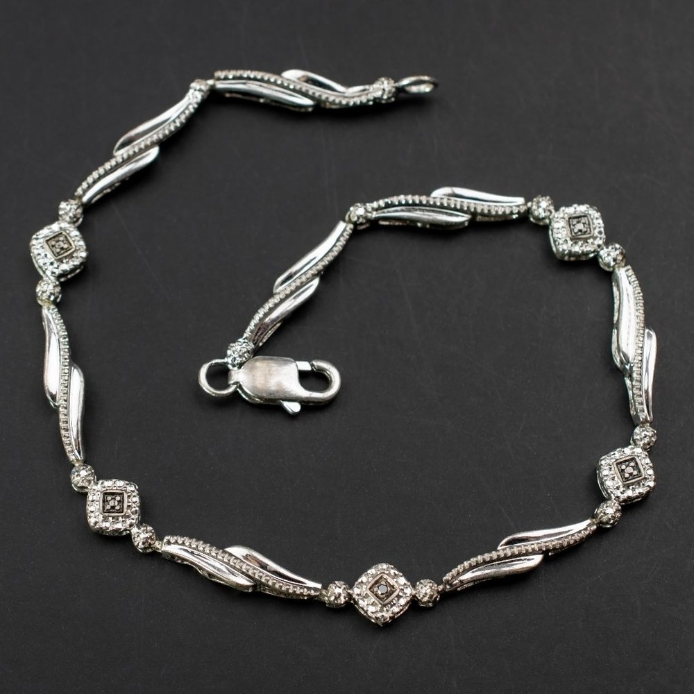 Basic minimal dainty pave bracelet 925 sterling silver